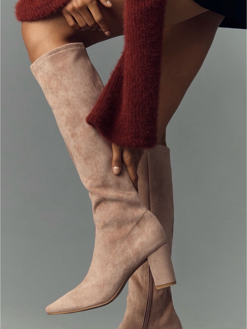 Silent D Komass Knee-High Boots Sand Suede Size 38 / US 7–7.5 NIB